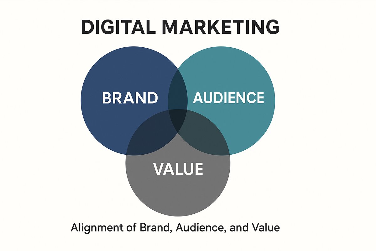 Diagram showing alignment of brand, audience, and value in digital marketing