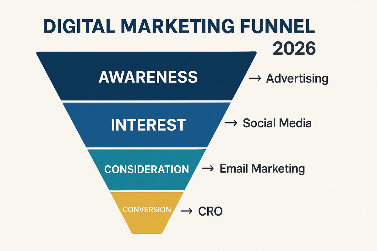 Visual representation of digital marketing funnel strategies