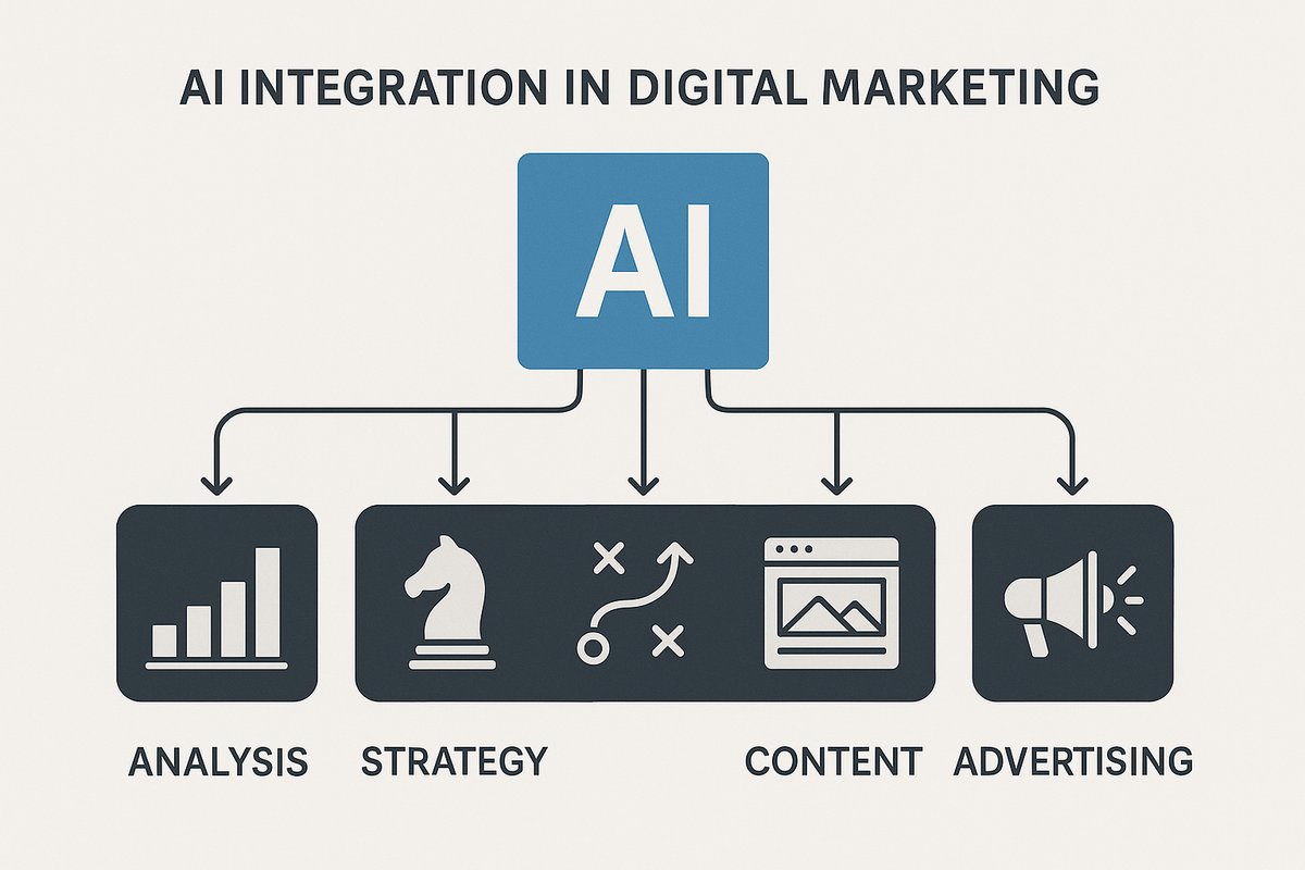 Diagram of AI integration in digital marketing