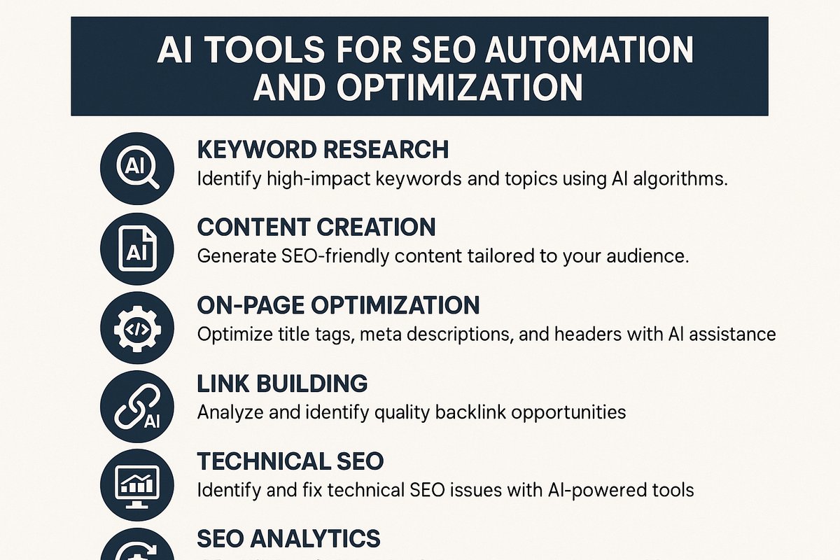 Infographic of AI tools for SEO automation