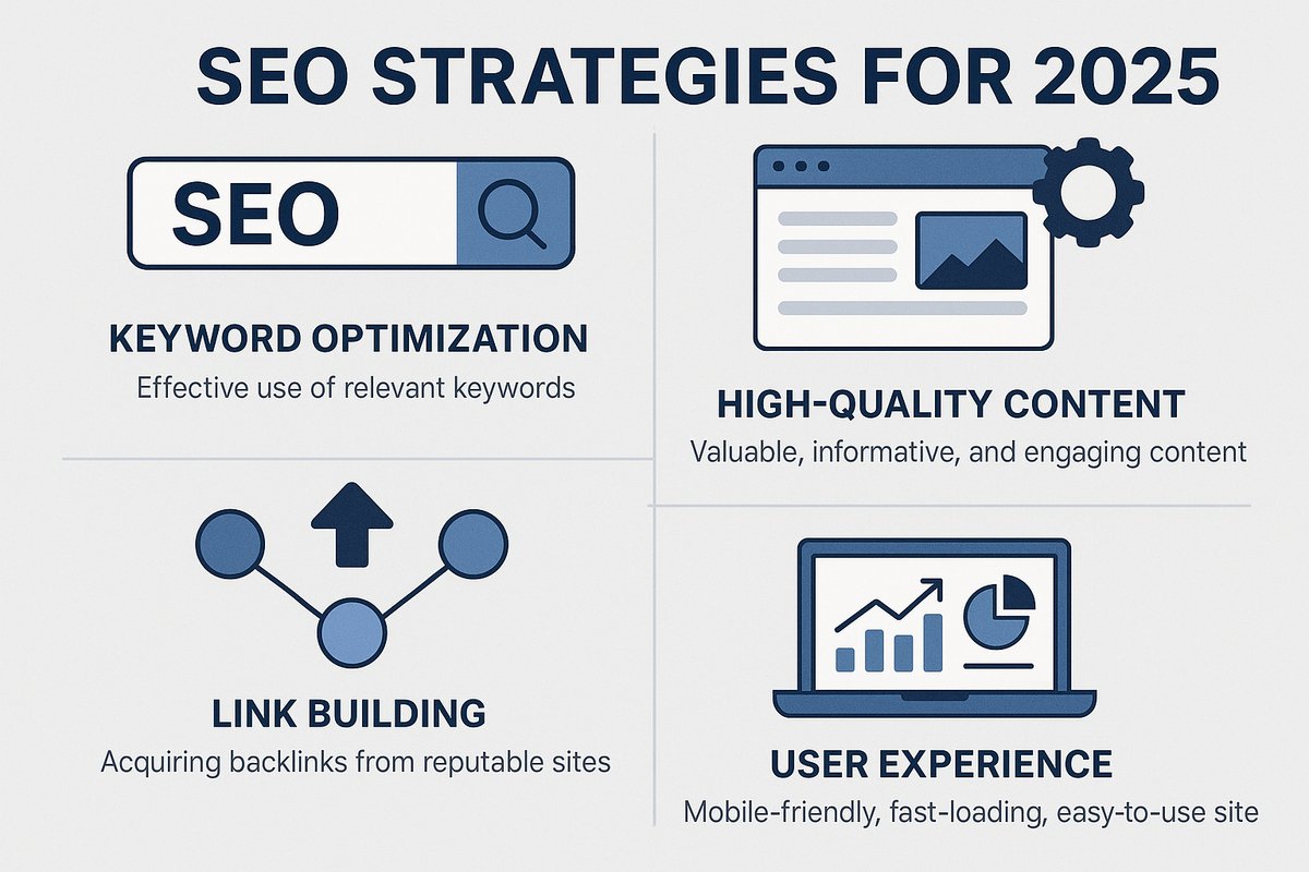 Infographic of key SEO strategies for 2025
